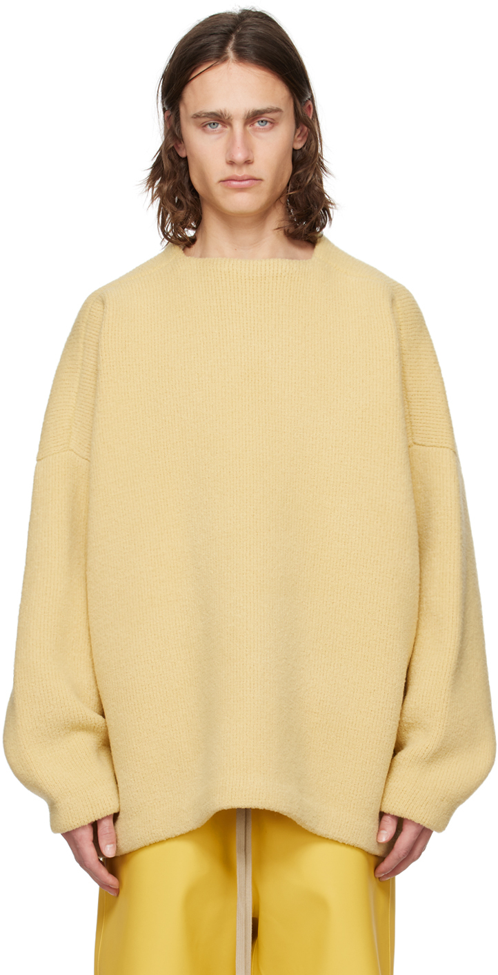 Fear Of God Yellow Crewneck Sweater In Lemon Cream