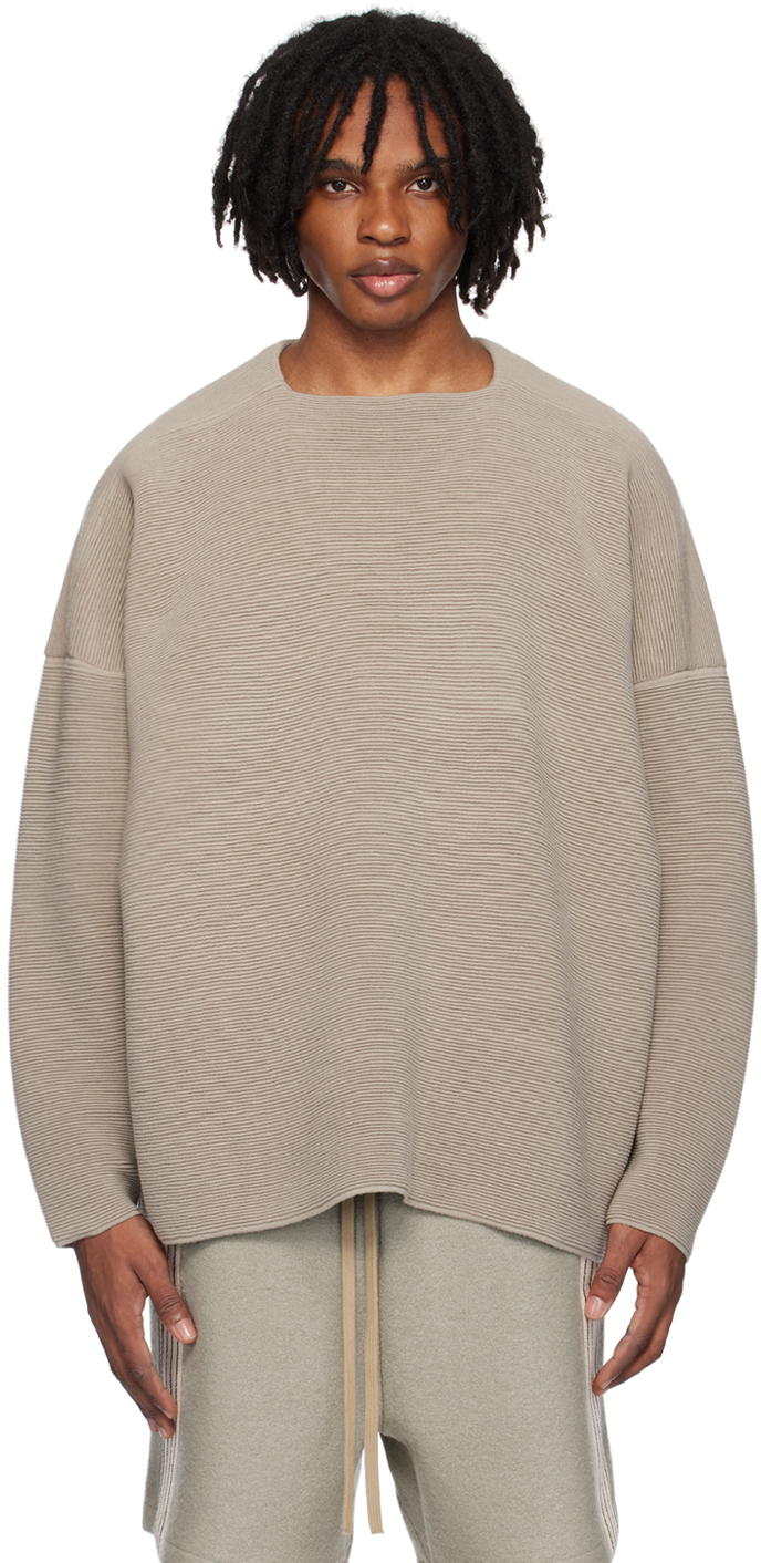 Beige Dropped Shoulder Sweater