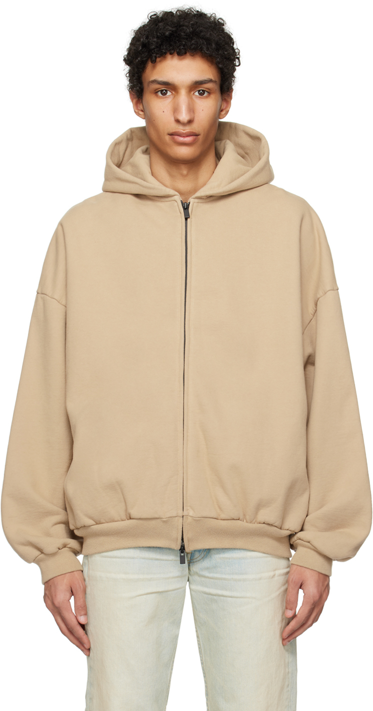 Fear of God: Beige Full Zip Hoodie | SSENSE