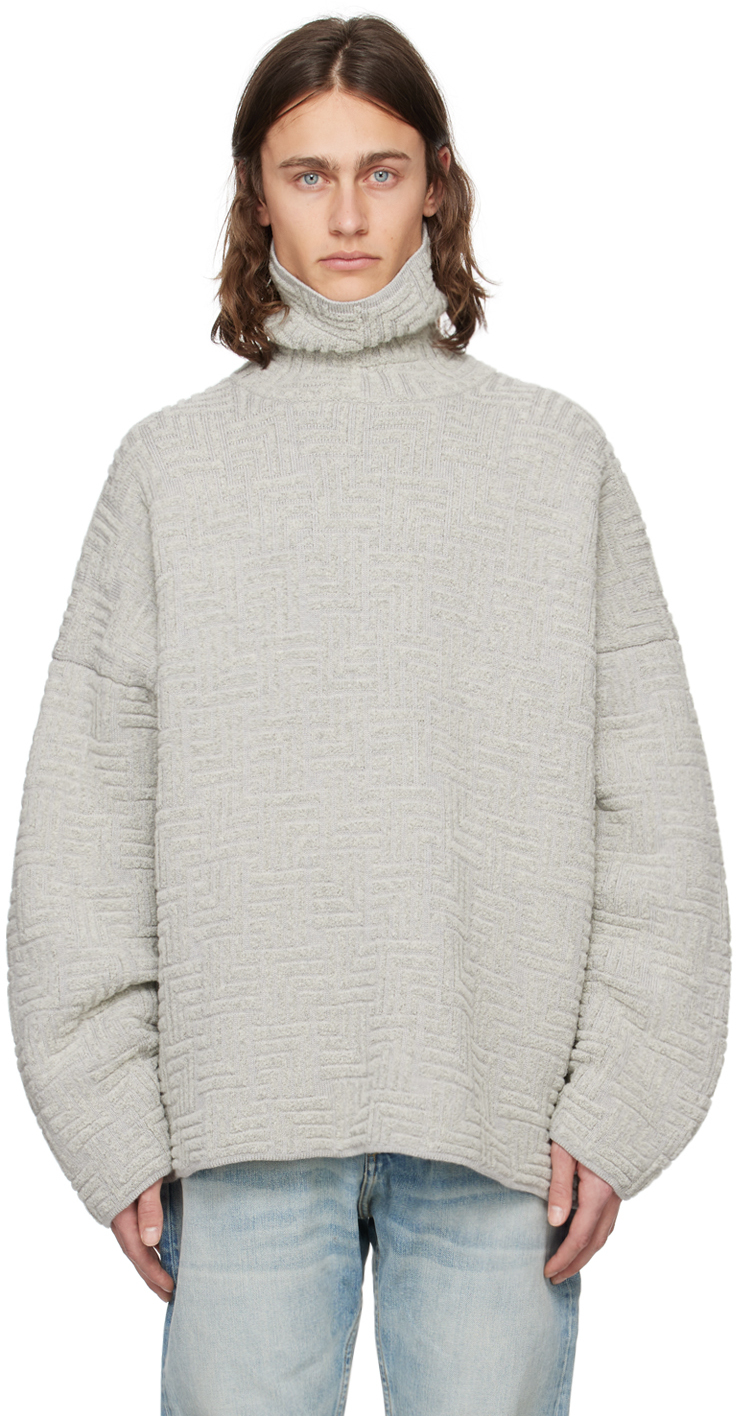 Fear of God: Gray Jacquard Sweater | SSENSE