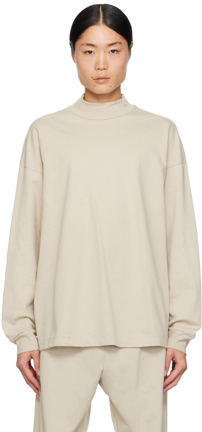 Fear of God Taupe Mock Neck Long Sleeve T-Shirt