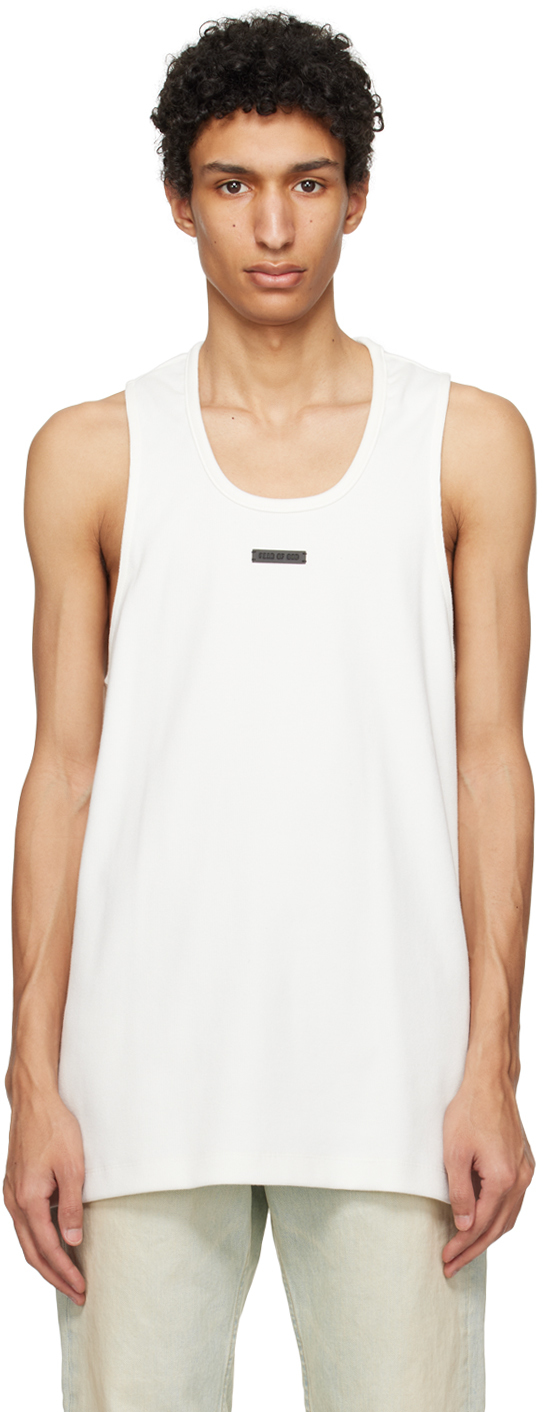 Shop Fear Of God White Ribbed Tank Top