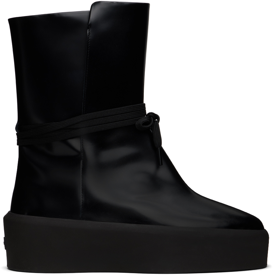 Shop Fear Of God Black Leather Boots