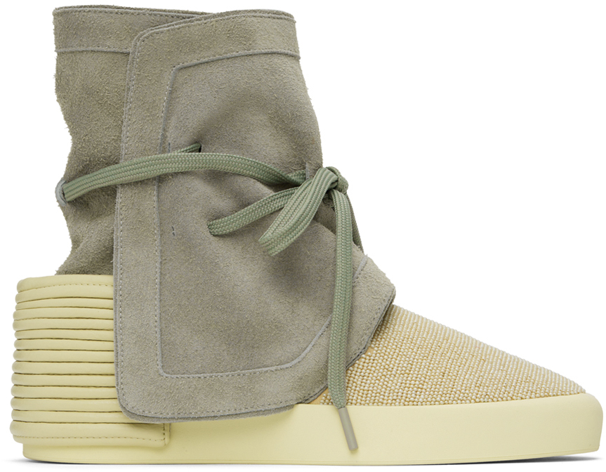Shop Fear Of God Gray Moc High Sneakers In Elephant/natural