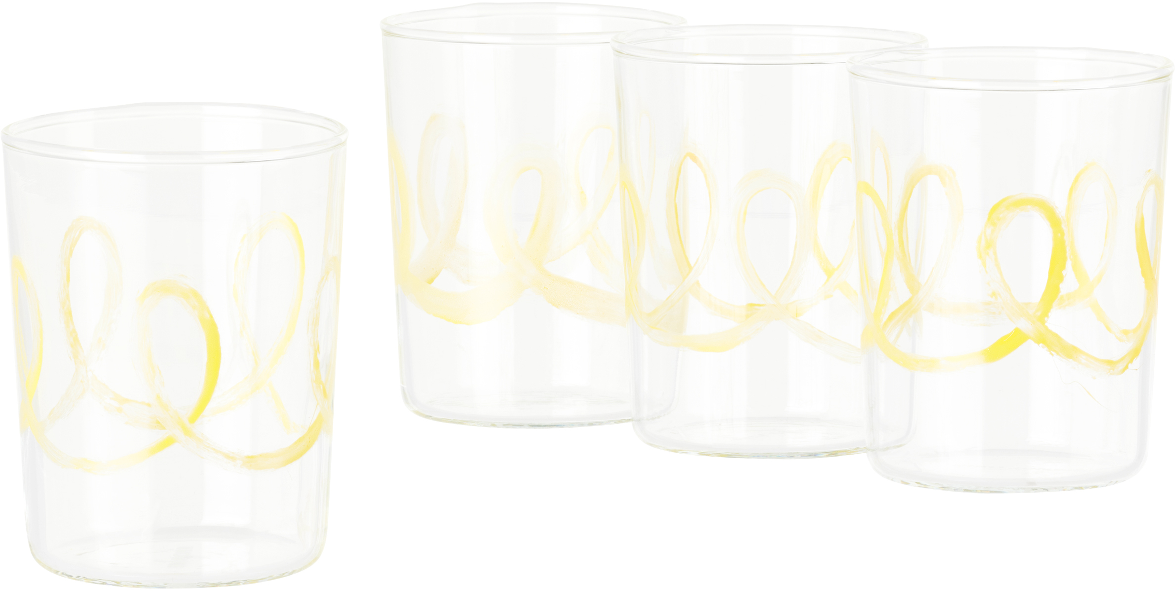 NIKO JUNE YELLOW SOFT SERVE DRINKING GLASS SET, 4 PCS