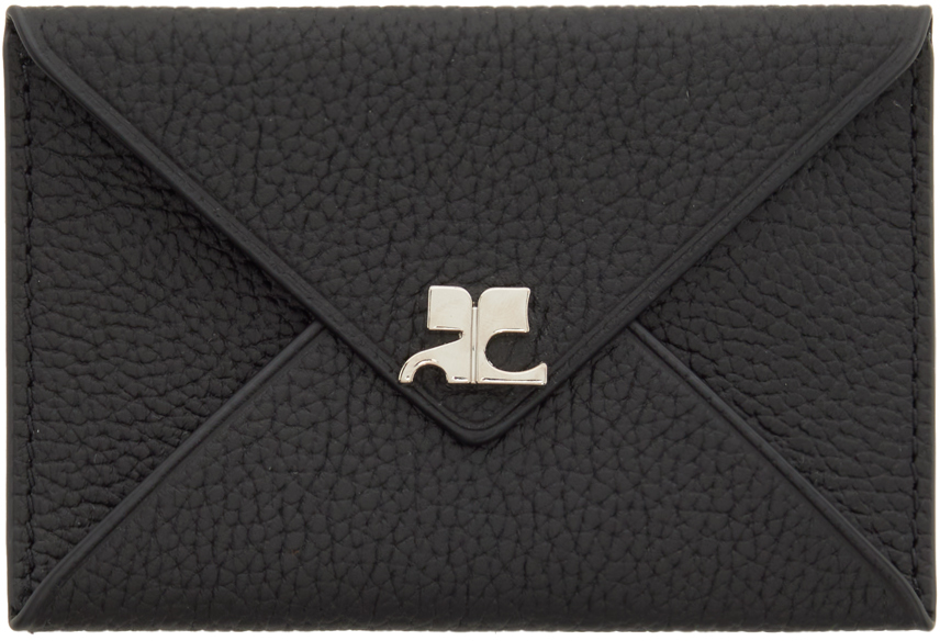 Courrèges Black Envelope Leather Card Holder