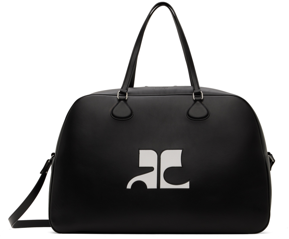 Shop Courrèges Black Heritage Leather Weekender Bag In 9999 Black