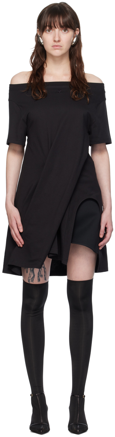 Shop Courrèges Black Boatneck Minidress In 9999 Black