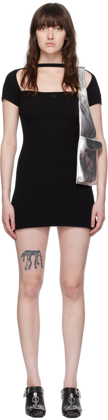 y様用【クレージュ Courrèges】胸元サークル ミニドレス ブラック L y様用【クレージュ Courrèges】胸元サークル ミニドレス