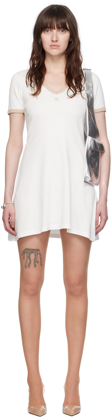 Courrèges White V-Neck Minidress