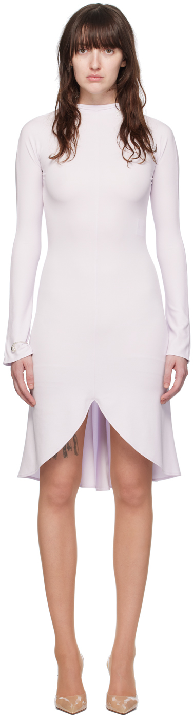 Courrèges Purple Mock Neck Midi Dress In 0077 Mist