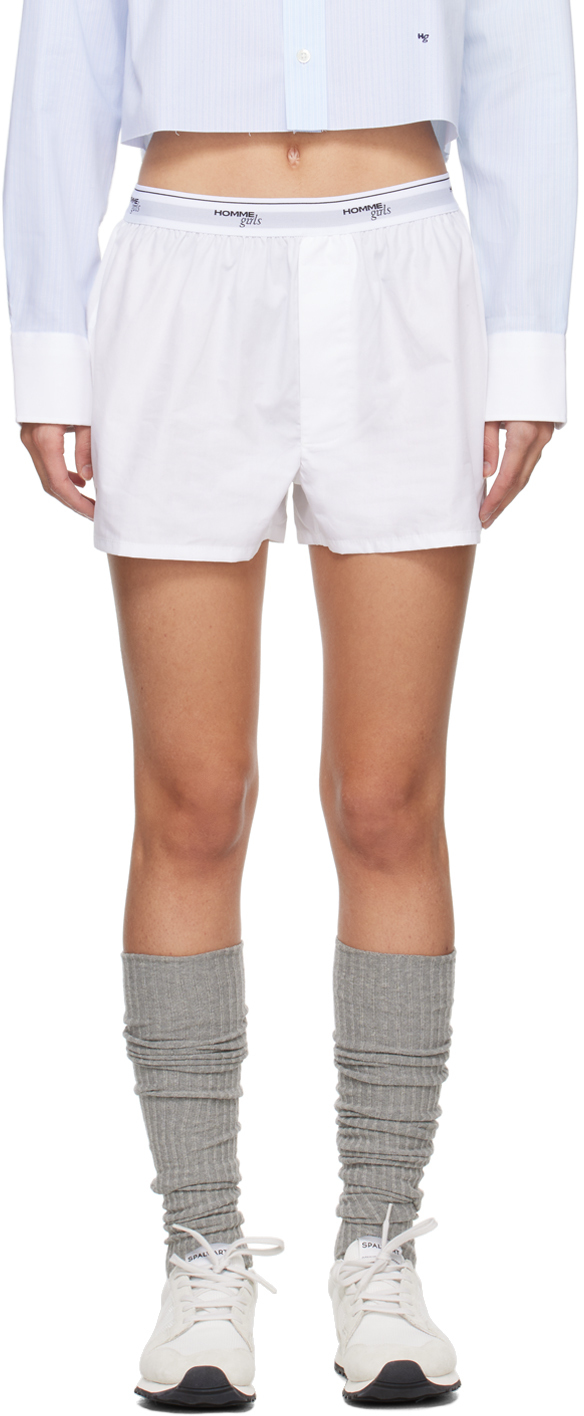 Hommegirls Women's Original White Boxer Shorts