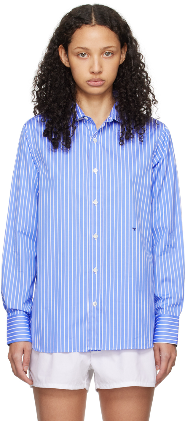 Shop Hommegirls Blue Stripe Shirt In Classic Stripe