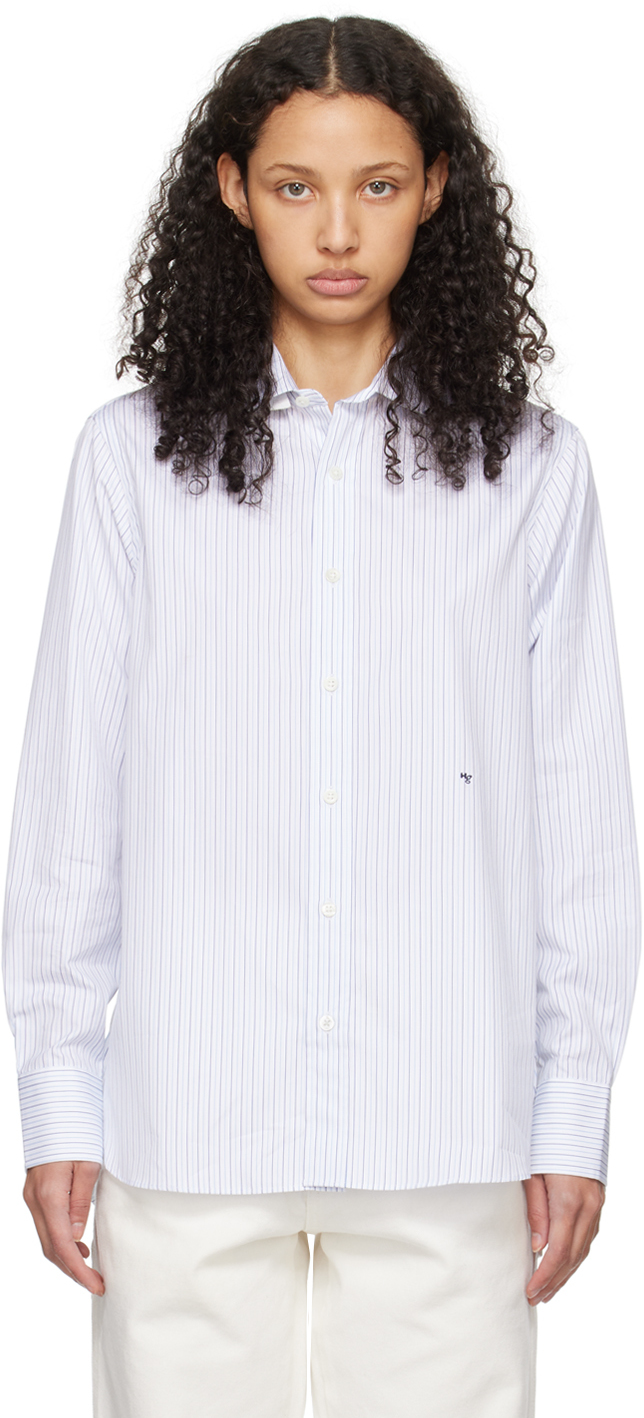 Hommegirls White 70's Stripe Shirt In 70s Stripe
