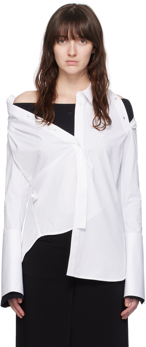 Shop Courrèges White Modular Shirt In 0001 Heritage White