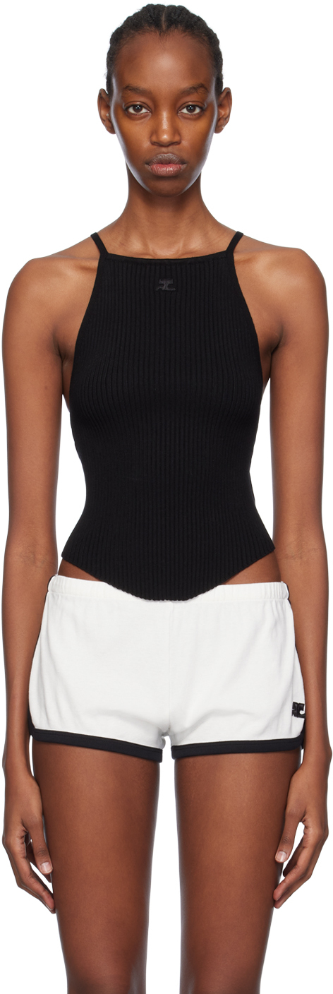 Courrèges virgin-wool cropped top - Black