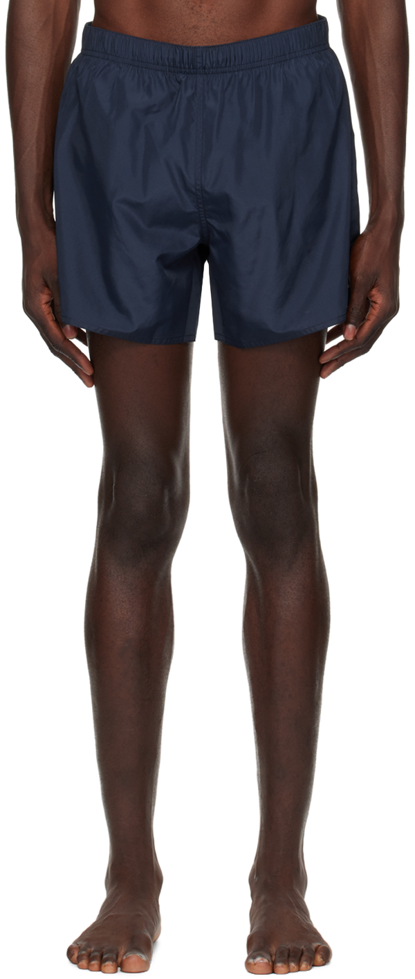 Shop Courrèges Navy Elasticized Swim Shorts In 7083 Ocean Blue