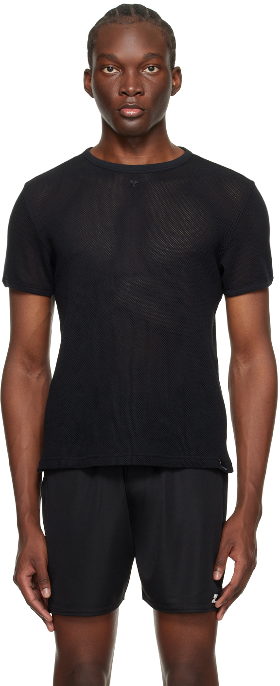 Courrèges Black Semi-sheer T-shirt In 9999 Black