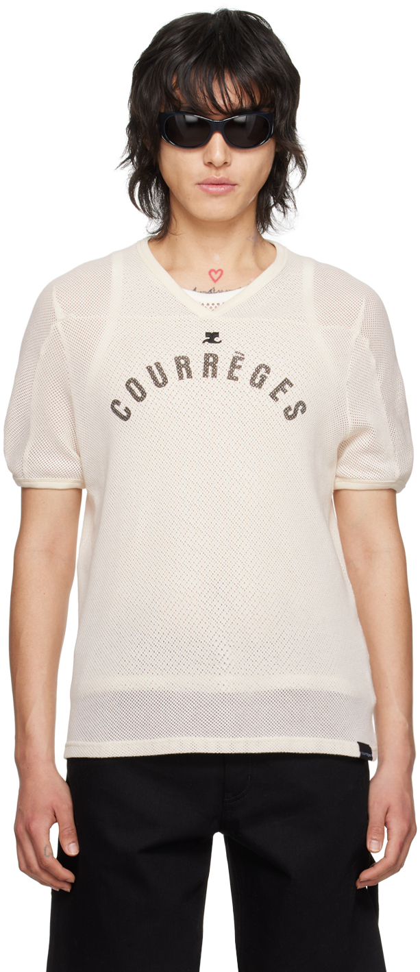 Courrèges Off-white Baseball T-shirt In 1003 Natural