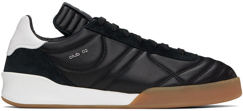 Black Club02 Leather Sneakers by Courrèges on Sale