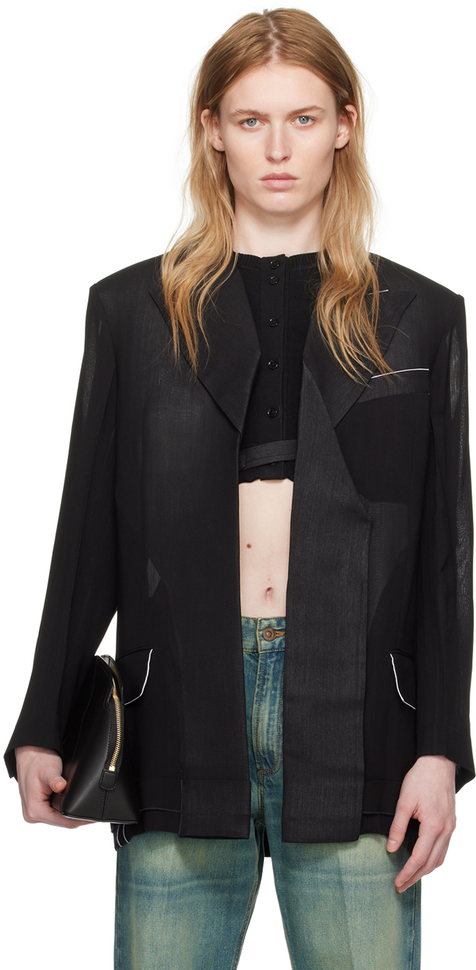 Shop Victoria Beckham Black Fold Detail Blazer
