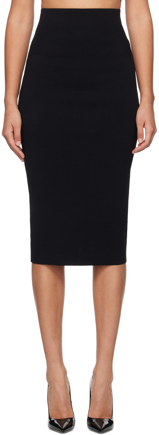 Shop Victoria Beckham Black Fitted Midi Skirt