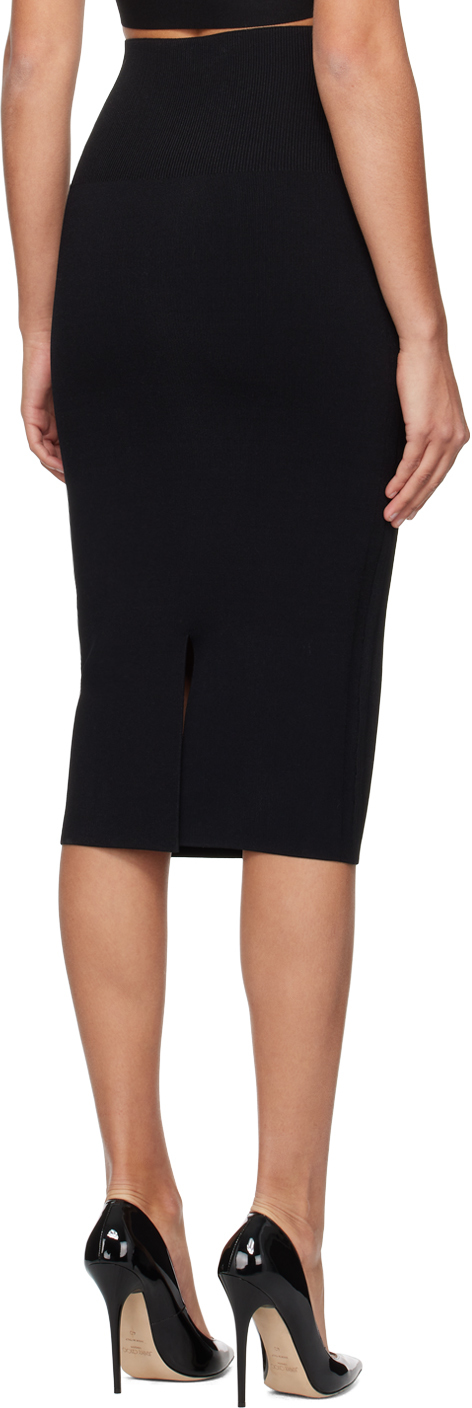 Victoria Beckham Buttoned Knitted Midi Skirt In Black