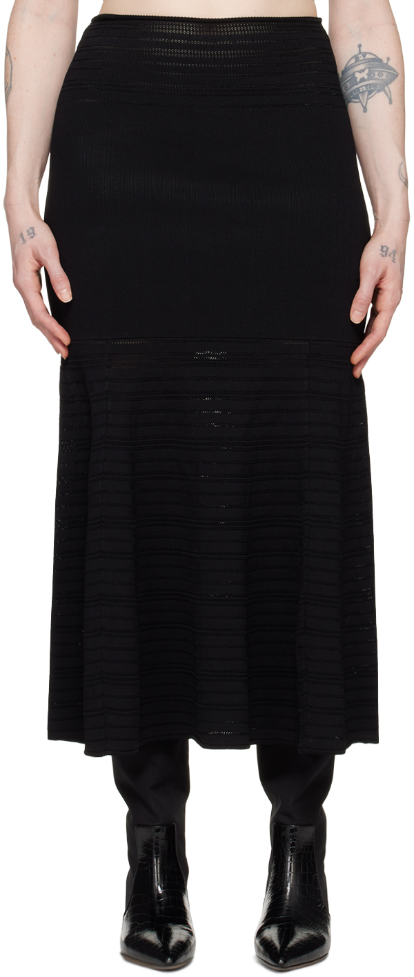 Shop Victoria Beckham Black Fit & Flare Midi Skirt