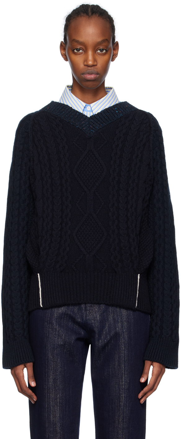 Navy v neck clearance jumper