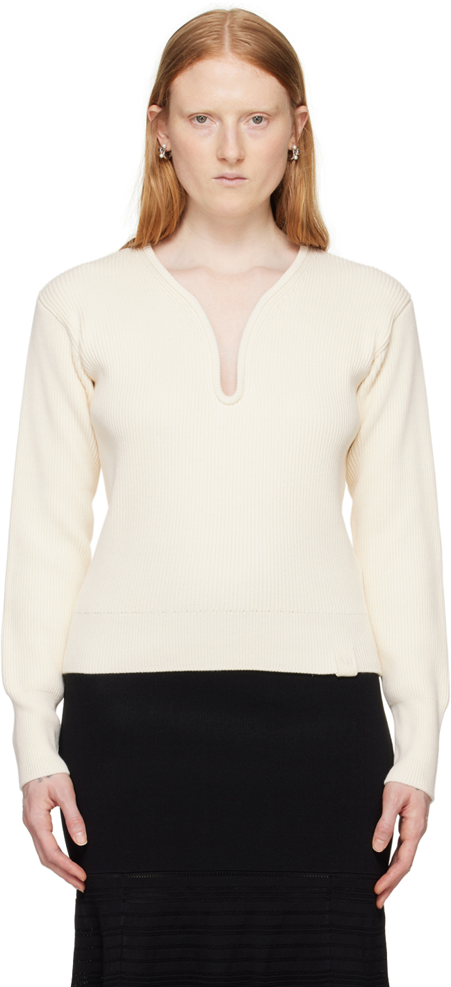 Shop Victoria Beckham Off-white Frame Detail Sweater In Natural