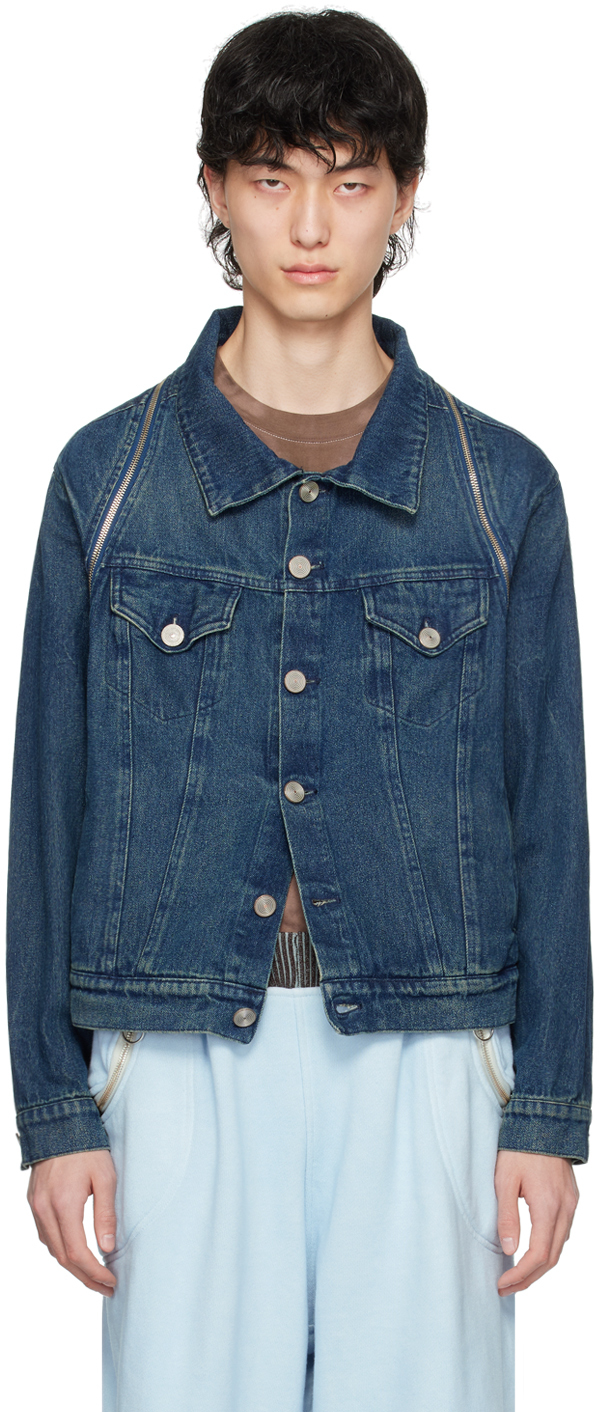 Indigo Convertible Denim Jacket by Charlie Constantinou on Sale