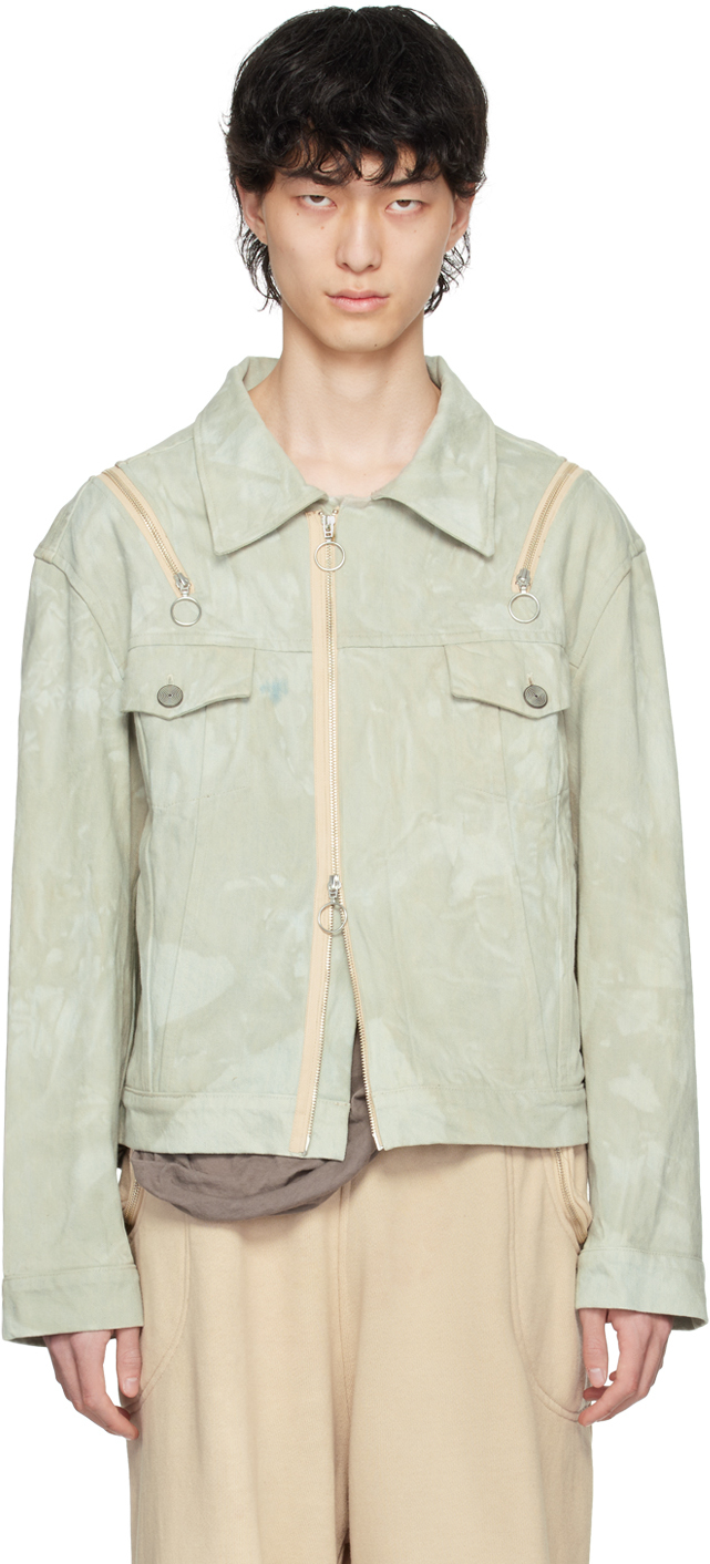 Charlie Constantinou Grey Garment-dyed Denim Jacket In Beige Garment Dye