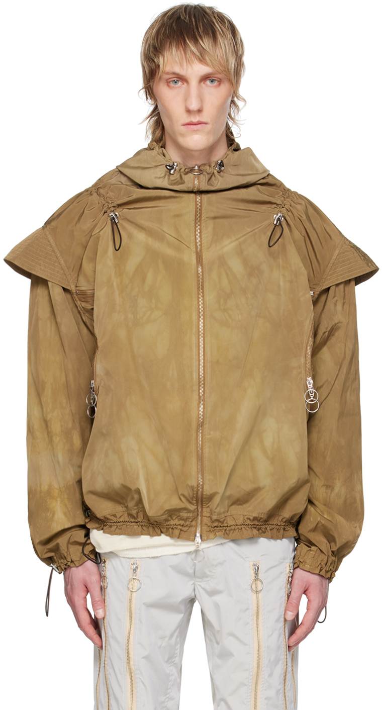 Shop Charlie Constantinou Ssense Exclusive Khaki Technical Jacket In Dark Brown/lt Brown