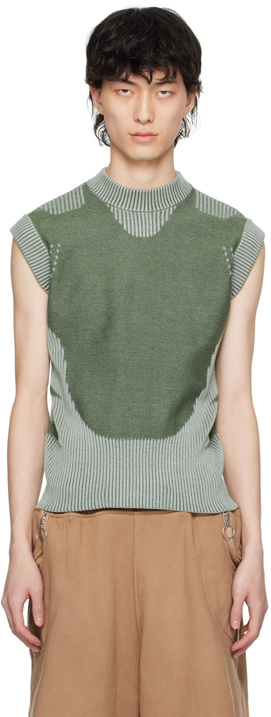Charlie Constantinou Green Plated Sweater In Dark Olive/sage