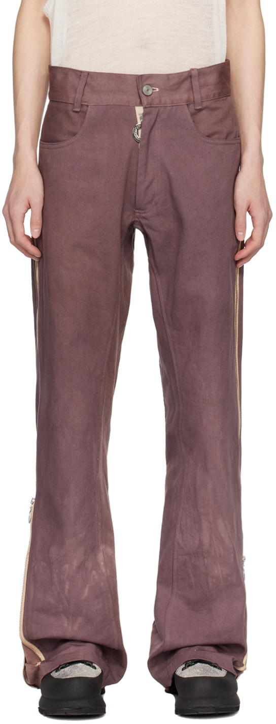 Charlie Constantinou Brown Simplified Zip Jeans In Brown Garment Dye