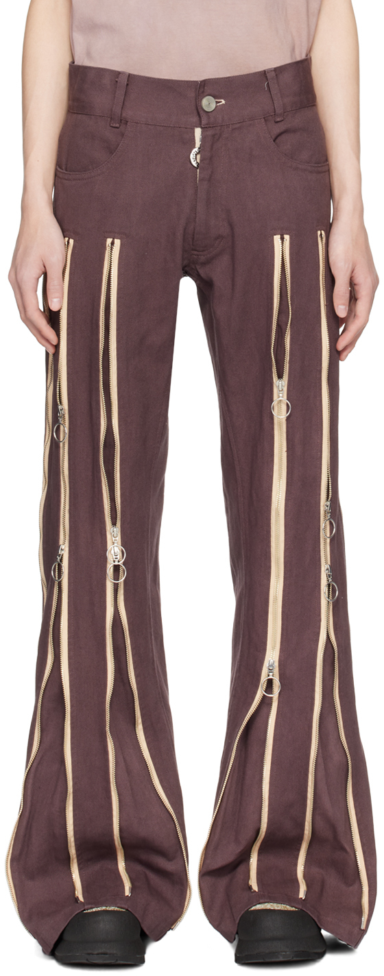 Charlie Constantinou Brown Adjustable Fit Jeans In Brown Garment Dye