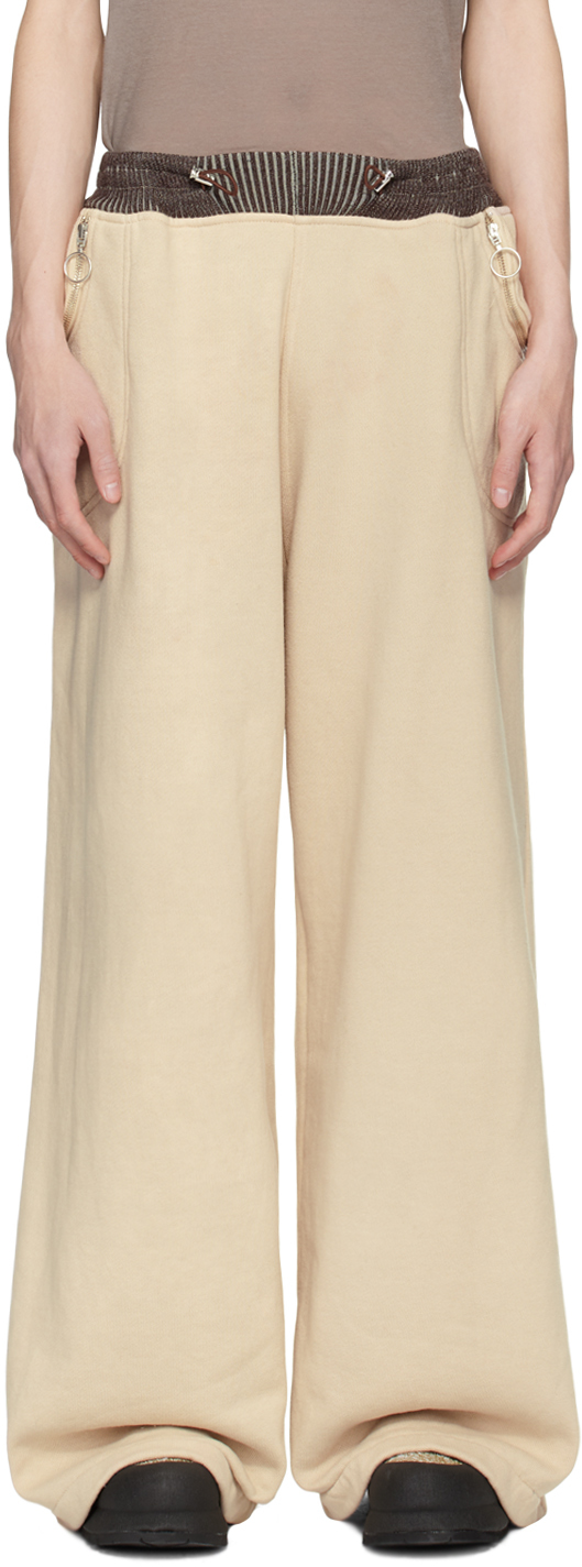 Beige Wide Cut Sweatpants by Charlie Constantinou on Sale