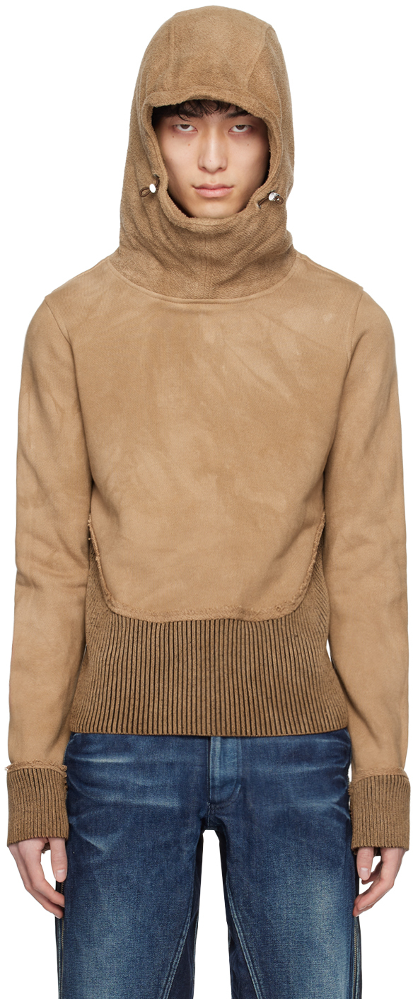 Charlie Constantinou Brown Hybrid Hoodie In Brown Garment Dye