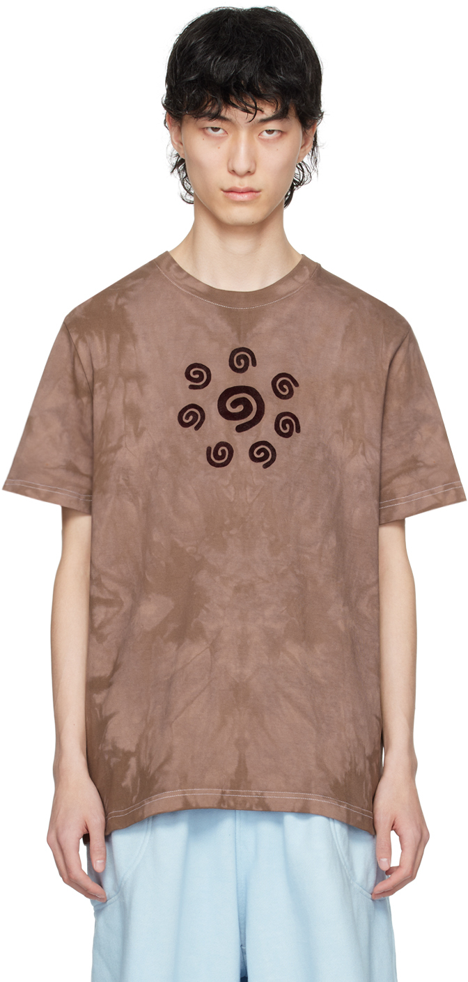 Shop Charlie Constantinou Brown Flocked Spiral T-shirt In Dark Brown Garment D