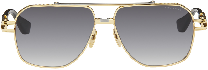 Dita Gold & Black Kudru Sunglasses In Yellow Gold/silver
