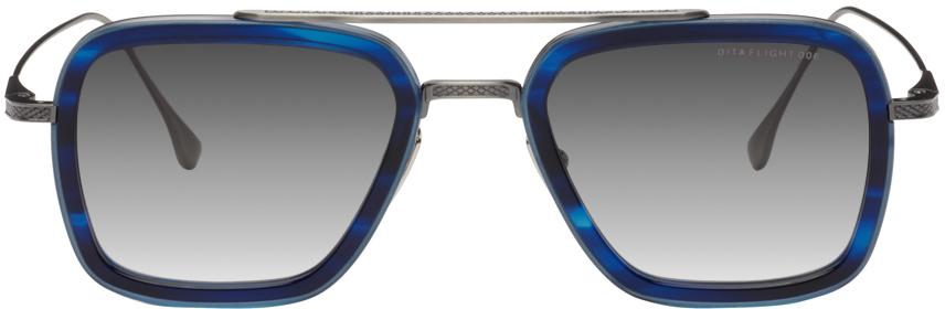 Dita Blue & Silver Flight.006 Sunglasses In Blue Swirl/silver