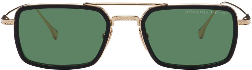 Dita Black & Gold Flight.008 Sunglasses In Matte Black/gold