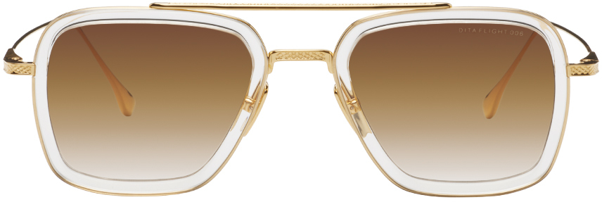 Dita Flight 006 - Clear Crystal - Yellow Gold Sunglasses In Transparent/yellow Gold