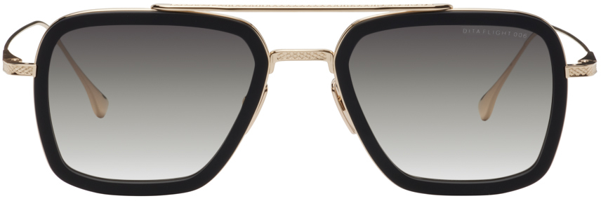 Dita Black & Gold Flight.006 Sunglasses In Black/gold