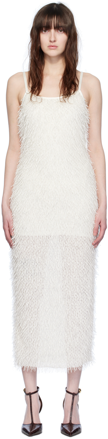 Shop Elleme Off-white Fringe Midi Dress