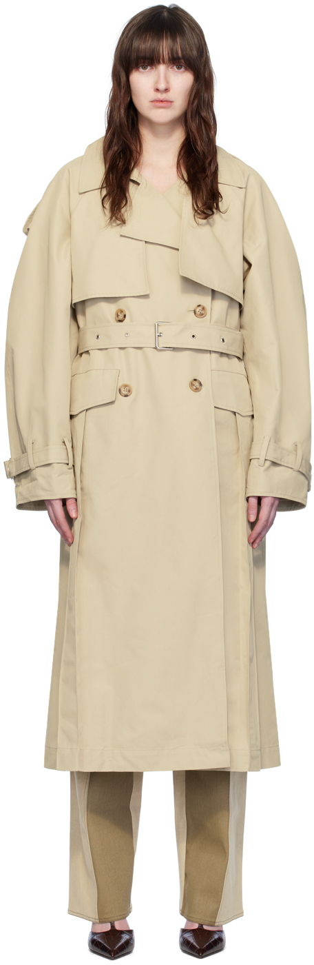 Shop Elleme Beige Double-breasted Trench Coat