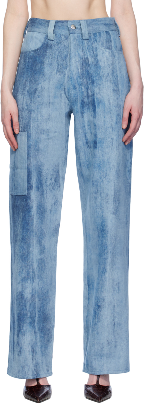 Shop Elleme Blue Cargo Jeans In Light Blue