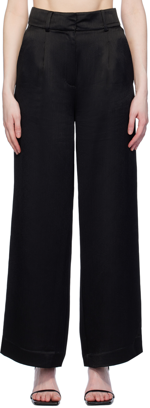 Shop Elleme Black Textured Trousers In Textured Black