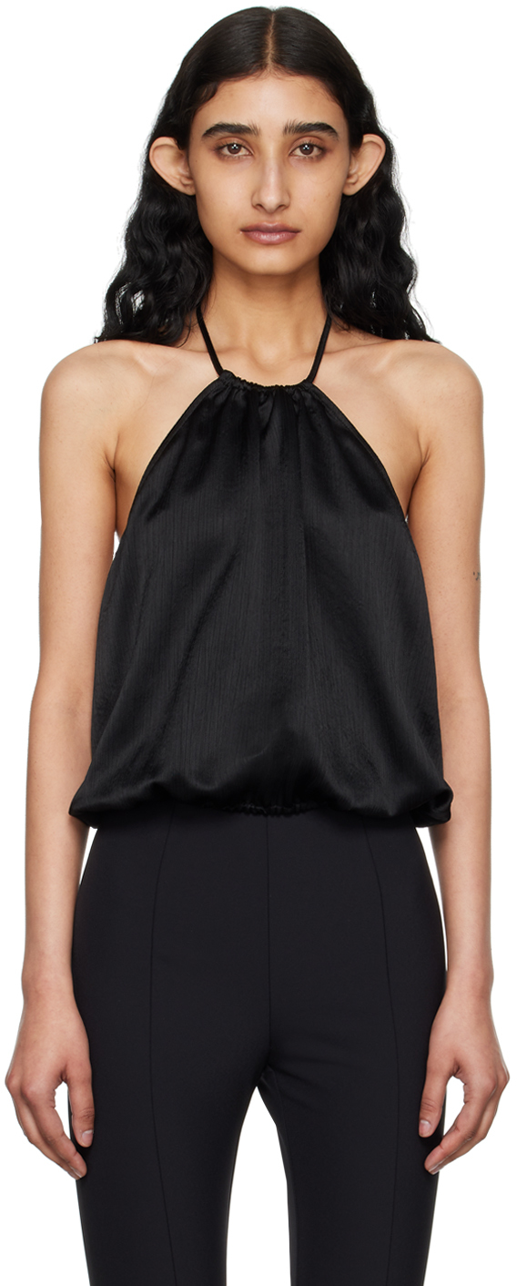 Shop Elleme Black Draped Blouse In Textured Black