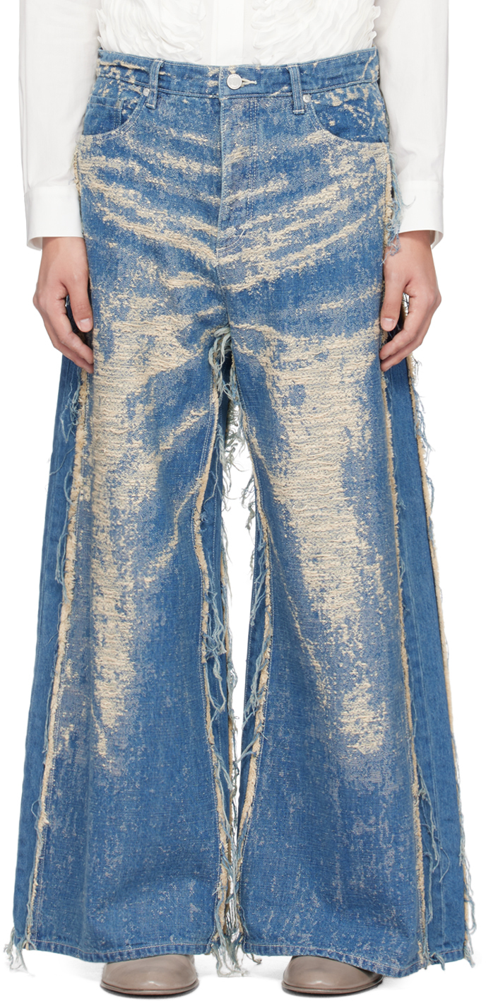 Shop Taakk Blue Type 0 Jeans In Indigo Bleach